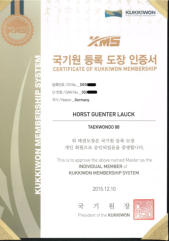 Horst G�nter Lauck (KMS Taekwondo Master Urkunde)